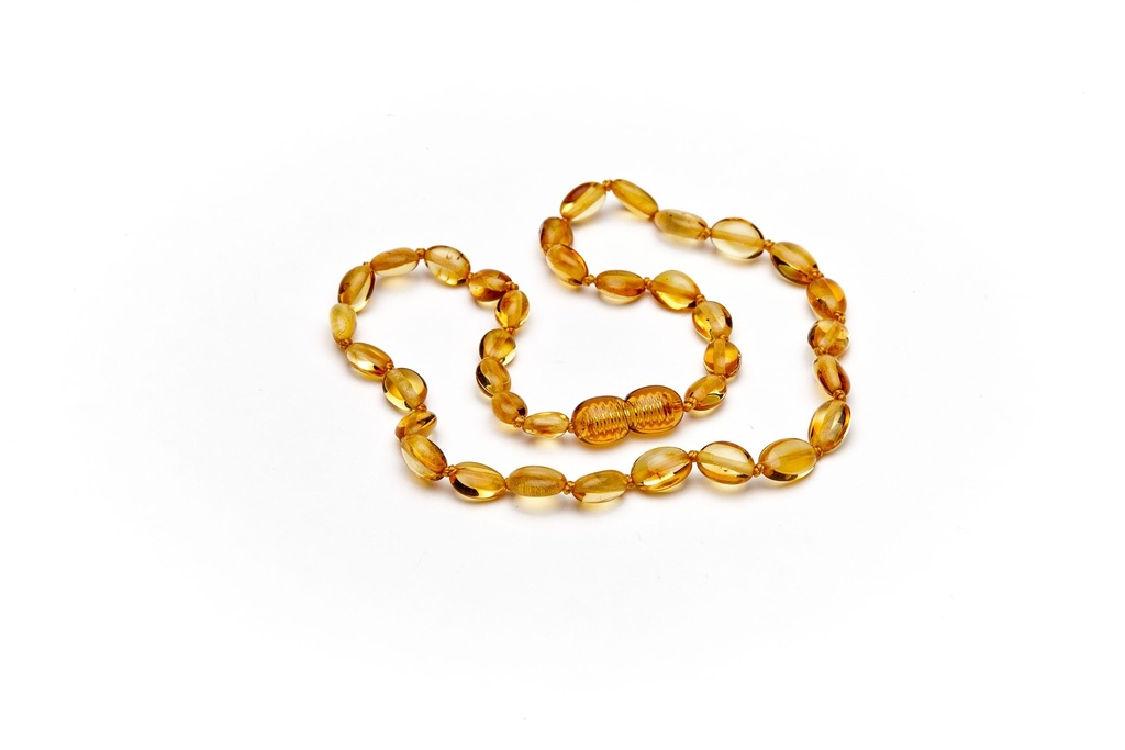 Collier Ambre Bébé - Perles ovales - Miel - Ysao