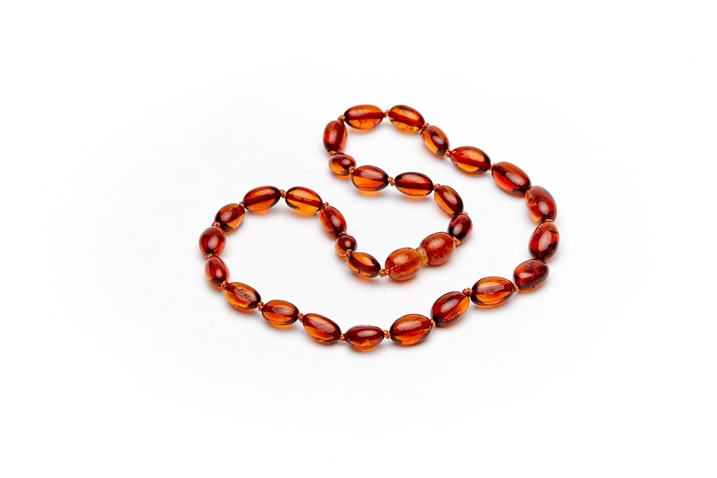 Collier Ambre Bébé - Perles ovales - Cognac - Ysao