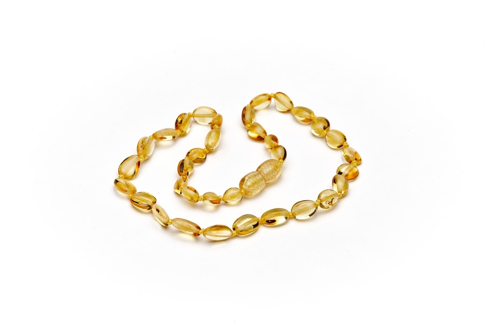 Collier Ambre Bébé - Perles ovales - Citron - Ysao